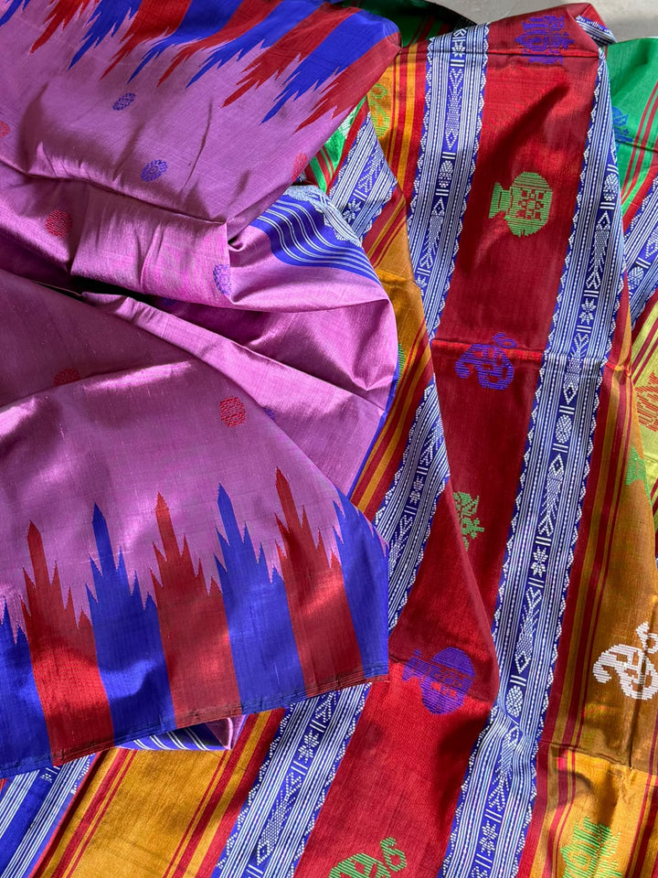 Berhampuri Pure Silk Double Pallu Saree