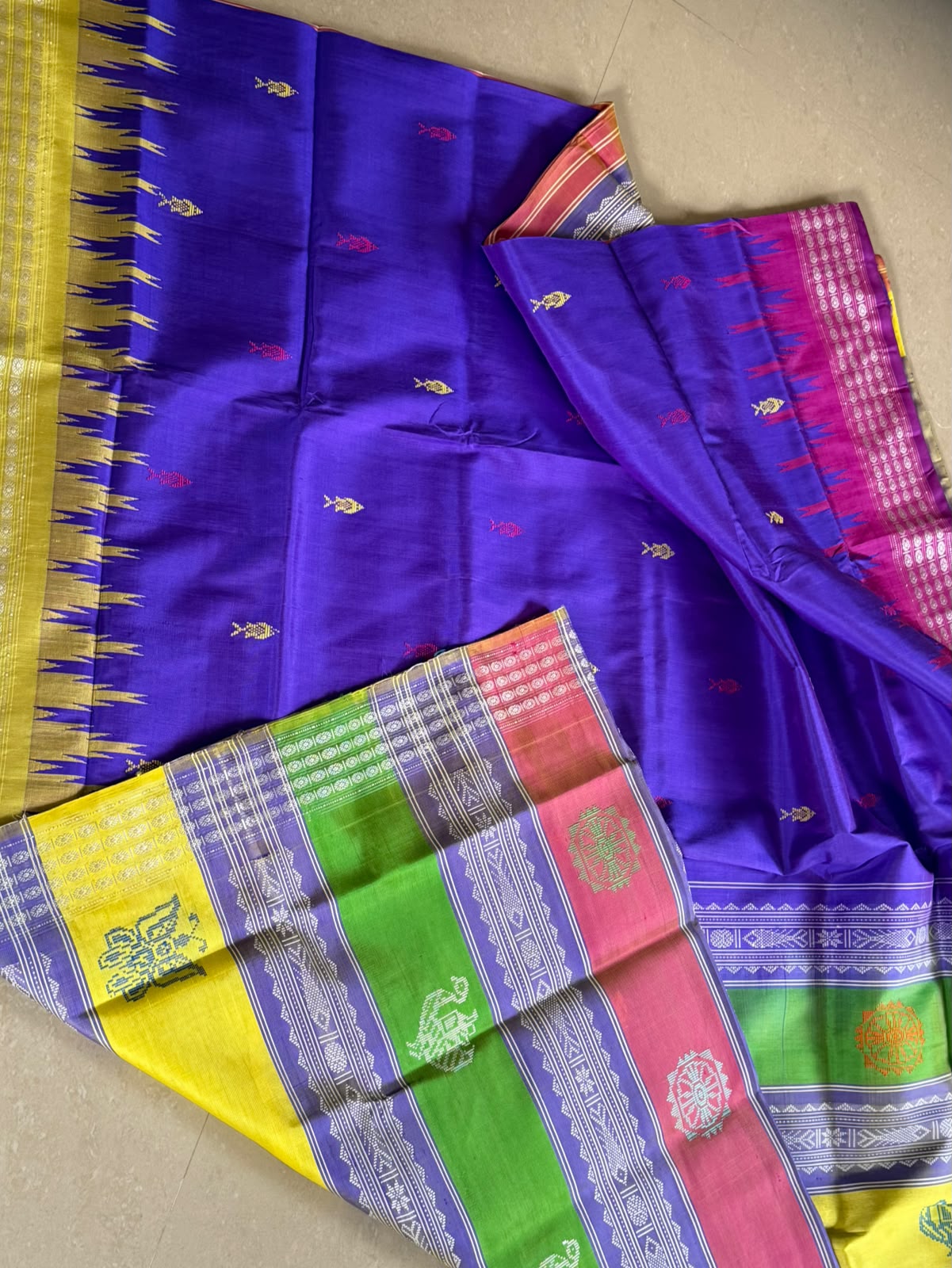 Berhampuri Pure Silk Double Pallu Saree