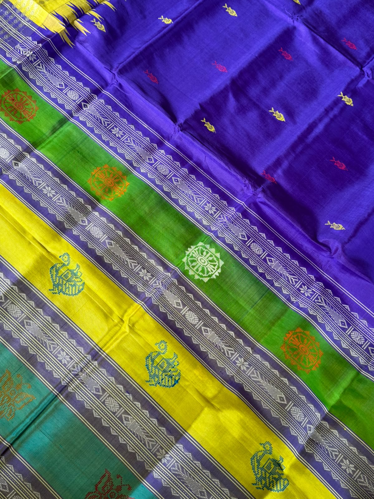 Berhampuri Pure Silk Double Pallu Saree