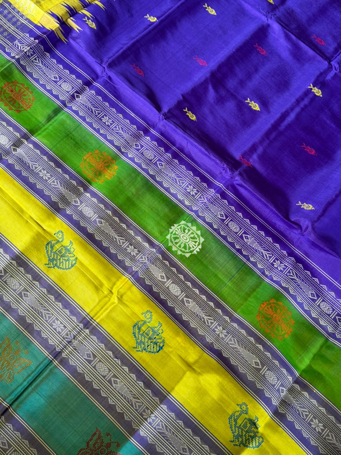 Berhampuri Pure Silk Double Pallu Saree