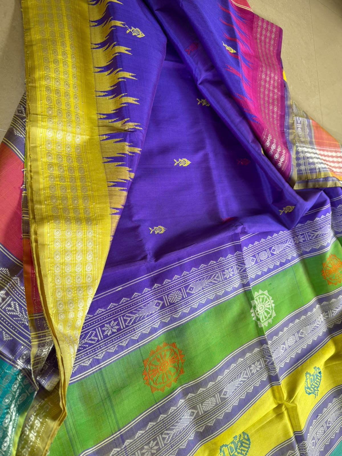 Berhampuri Pure Silk Double Pallu Saree