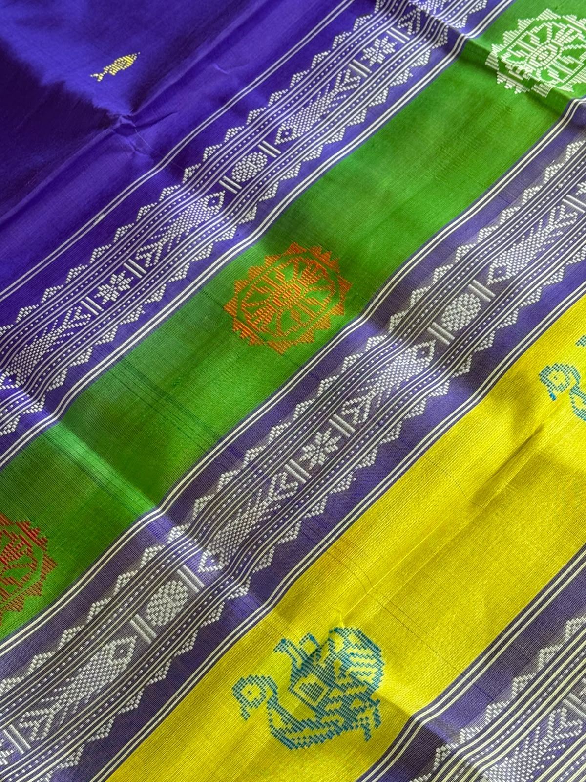 Berhampuri Pure Silk Double Pallu Saree