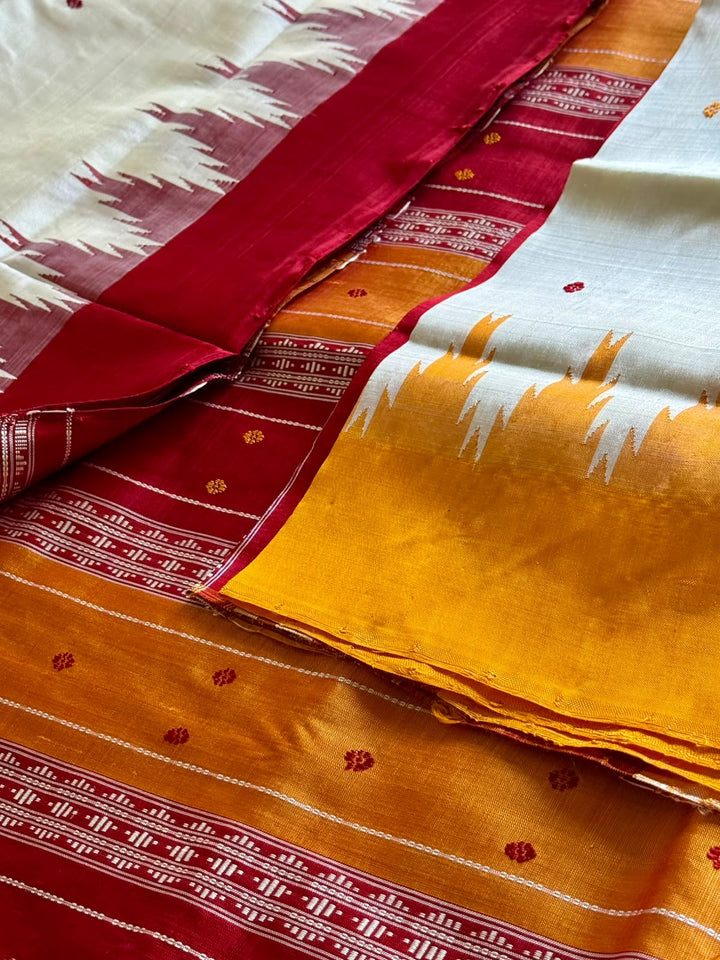 Berhampuri Pure Silk Double Pallu Saree