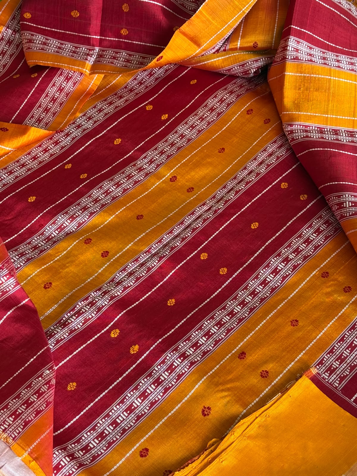 Berhampuri Pure Silk Double Pallu Saree