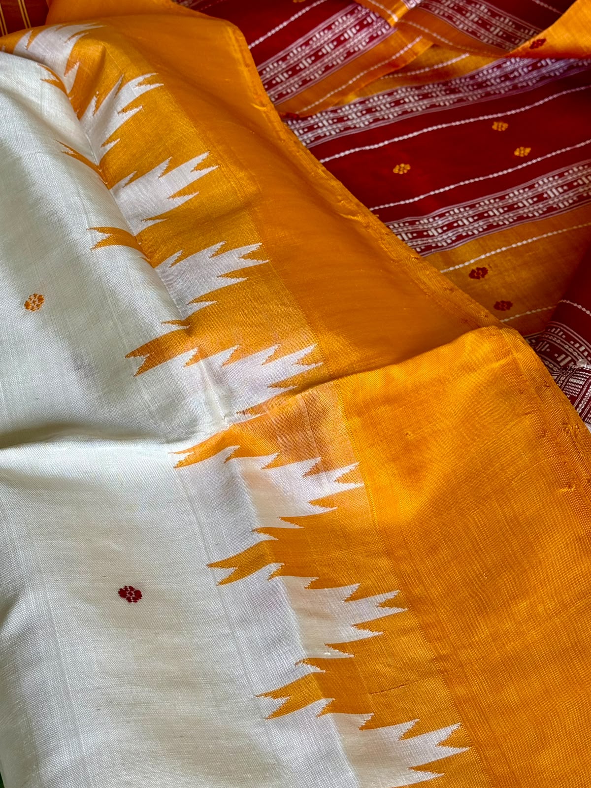 Berhampuri Pure Silk Double Pallu Saree