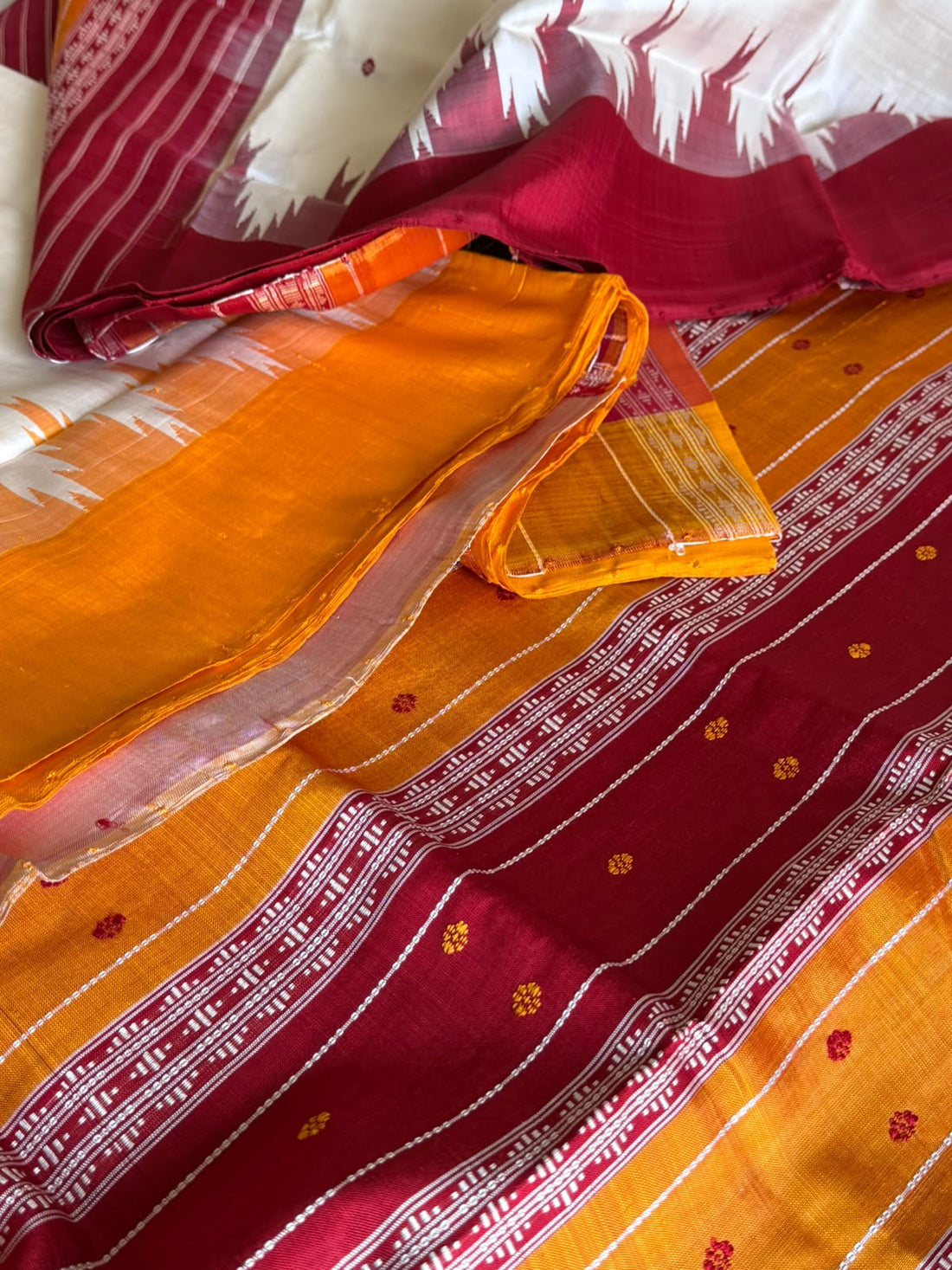 Berhampuri Pure Silk Double Pallu Saree