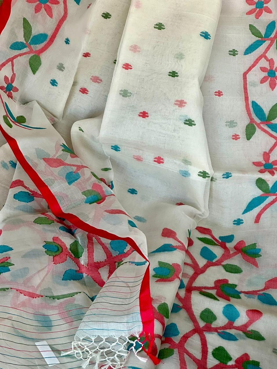 Pure Muslin Needle Jamdani Saree