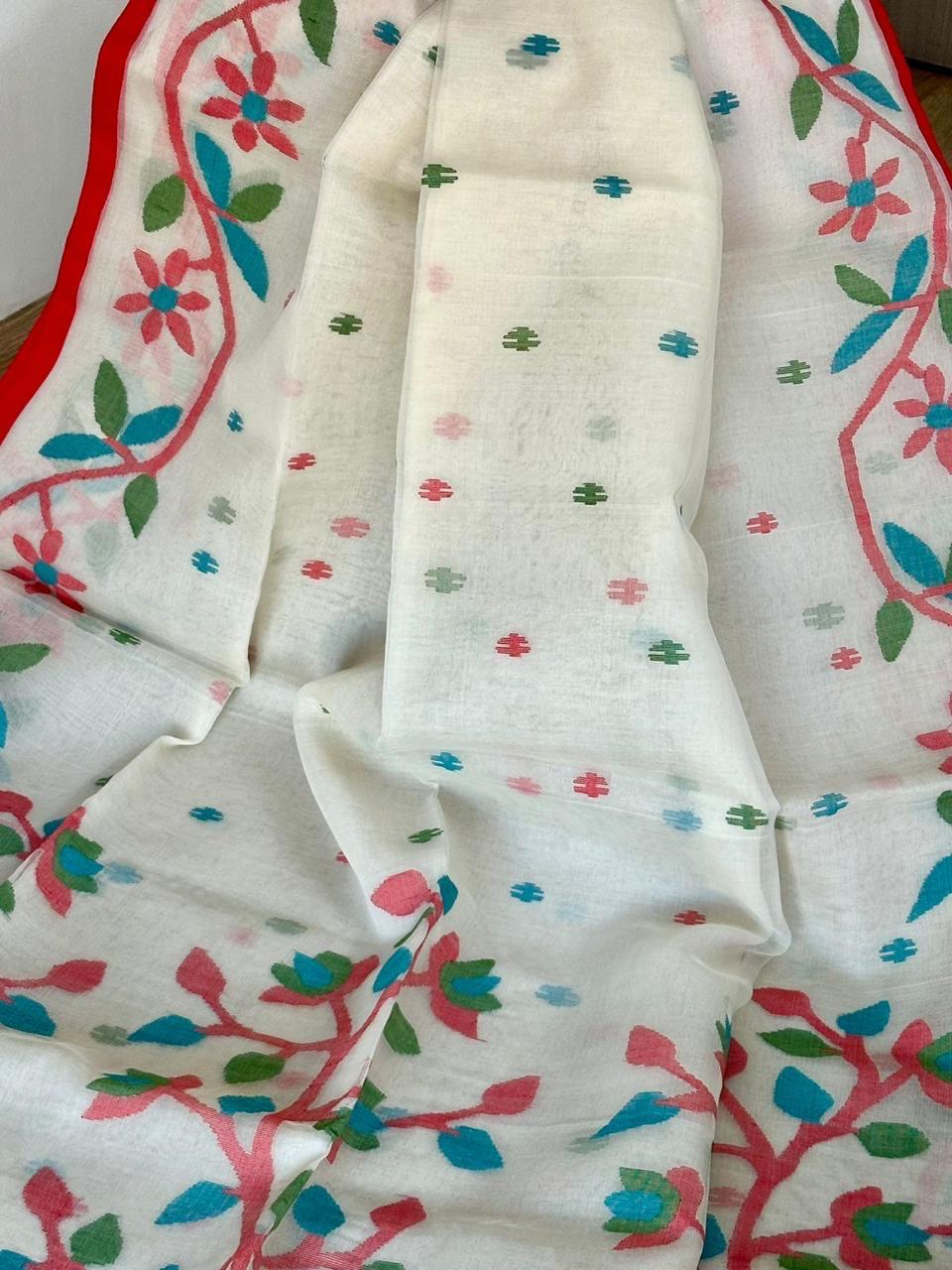 Pure Muslin Needle Jamdani Saree