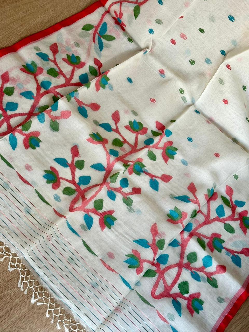 Pure Muslin Needle Jamdani Saree