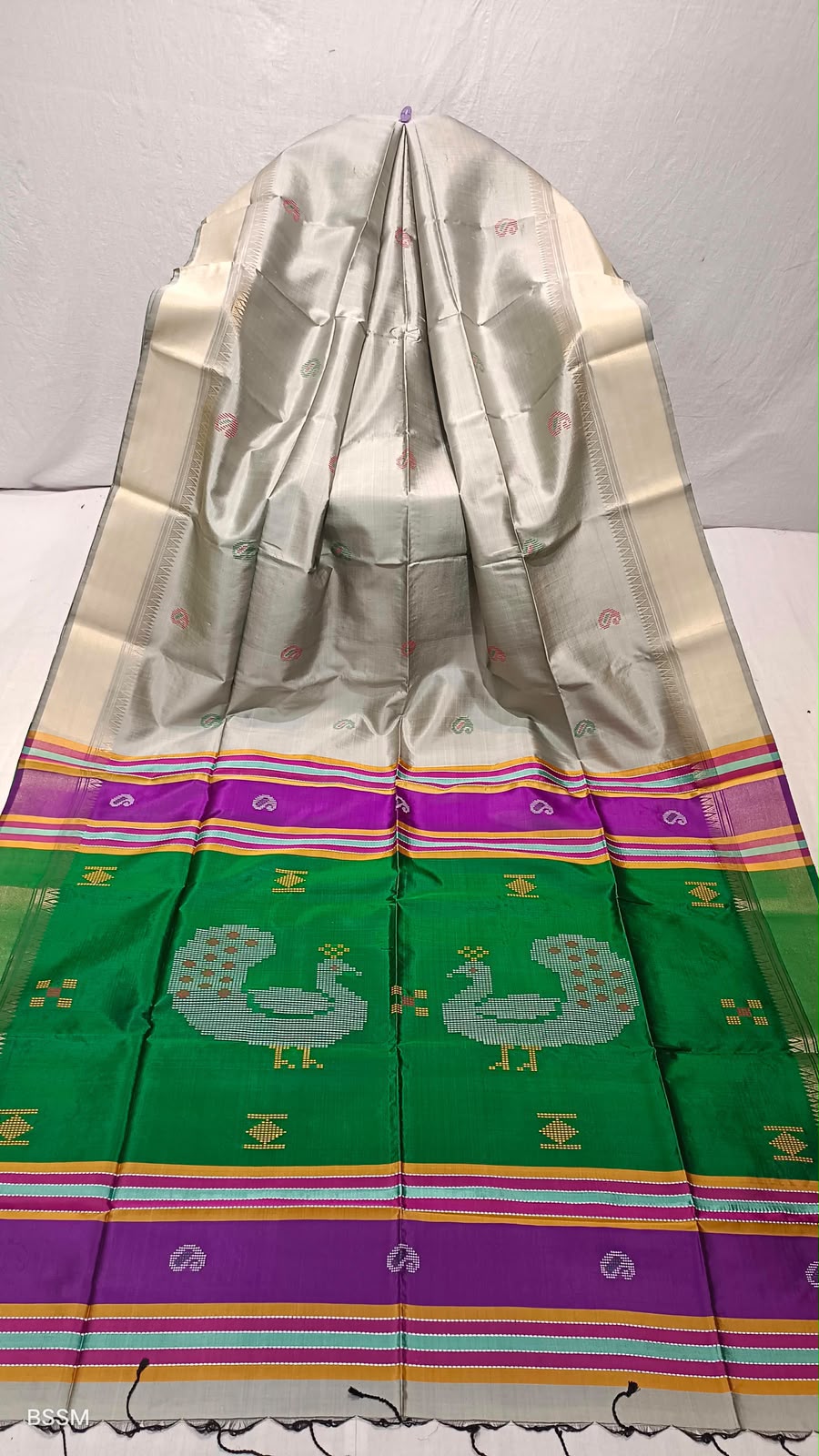 Pure Silk Bishnupuri Katan Silk Handwoven Kalakhetra Saree