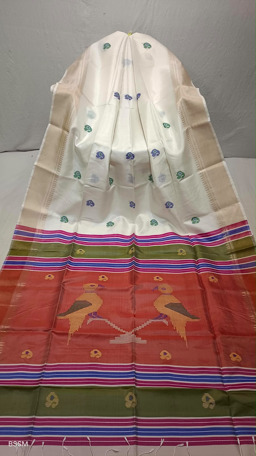 Pure Silk Bishnupuri Katan Silk Handwoven Kalakhetra Saree