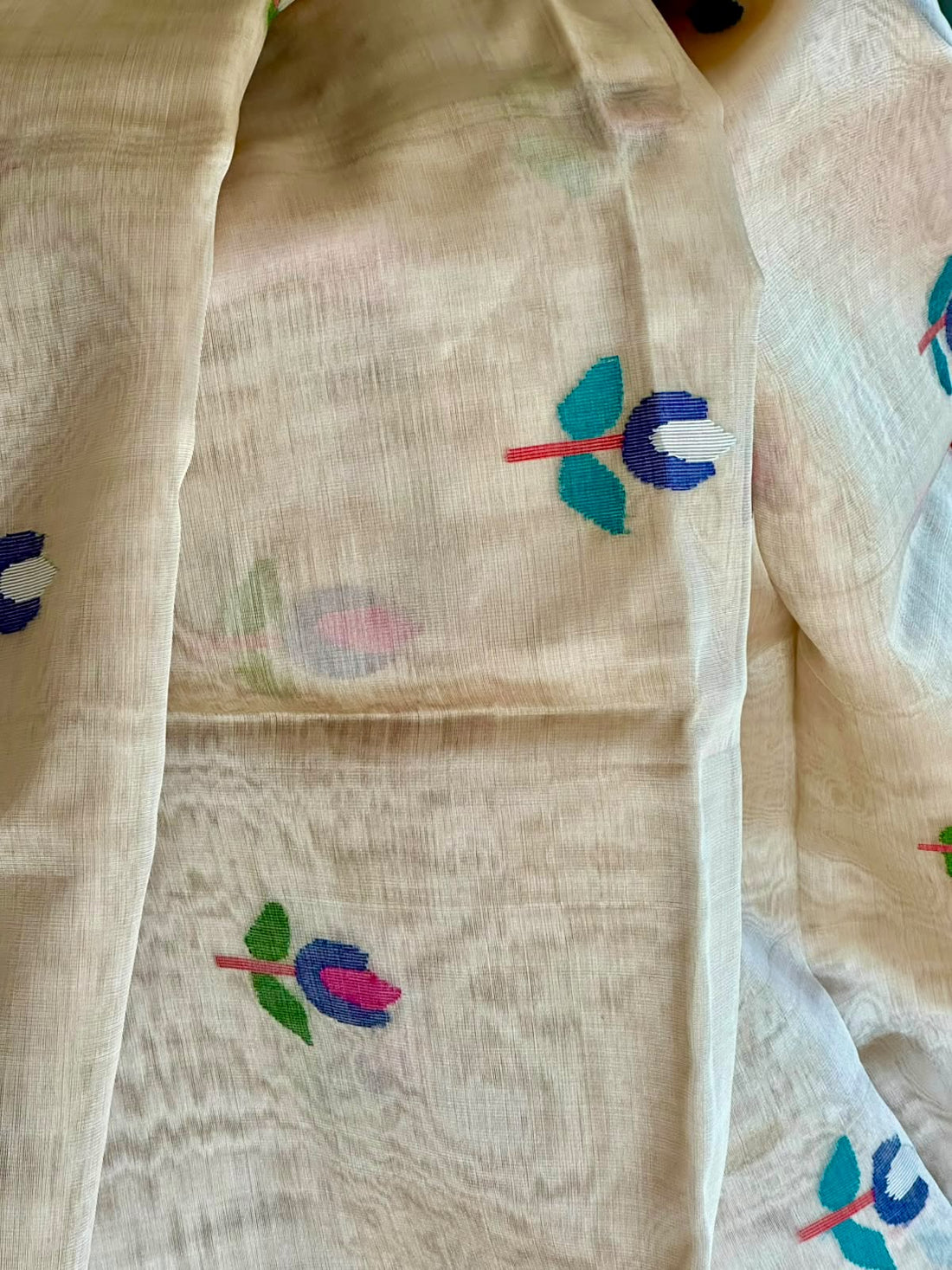 Pure Muslin Needle Jamdani Saree