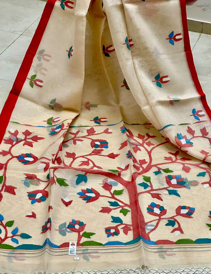 Pure Muslin Needle Jamdani Saree