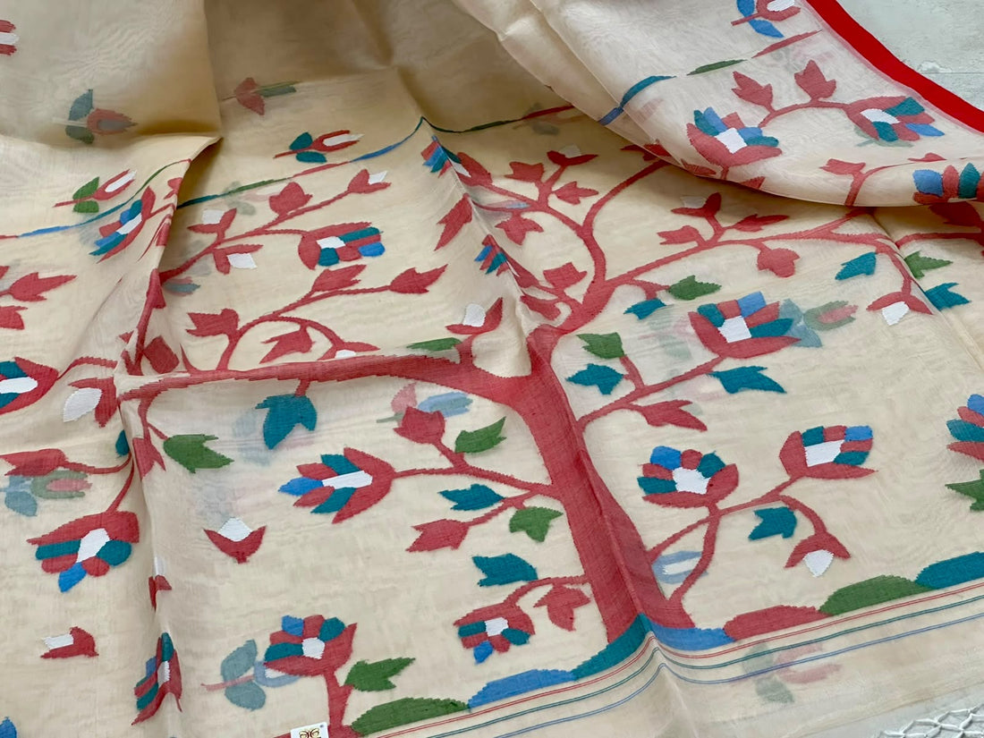 Pure Muslin Needle Jamdani Saree
