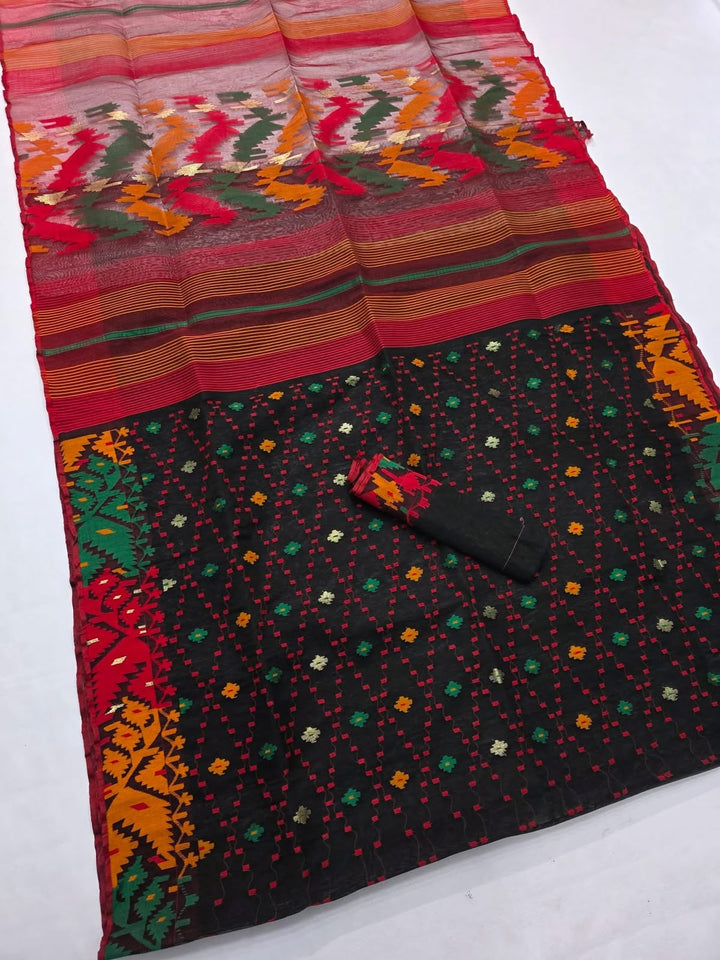 The Dhakai Heritage – Authentic Bangladeshi Half-Silk Jamdani Saree