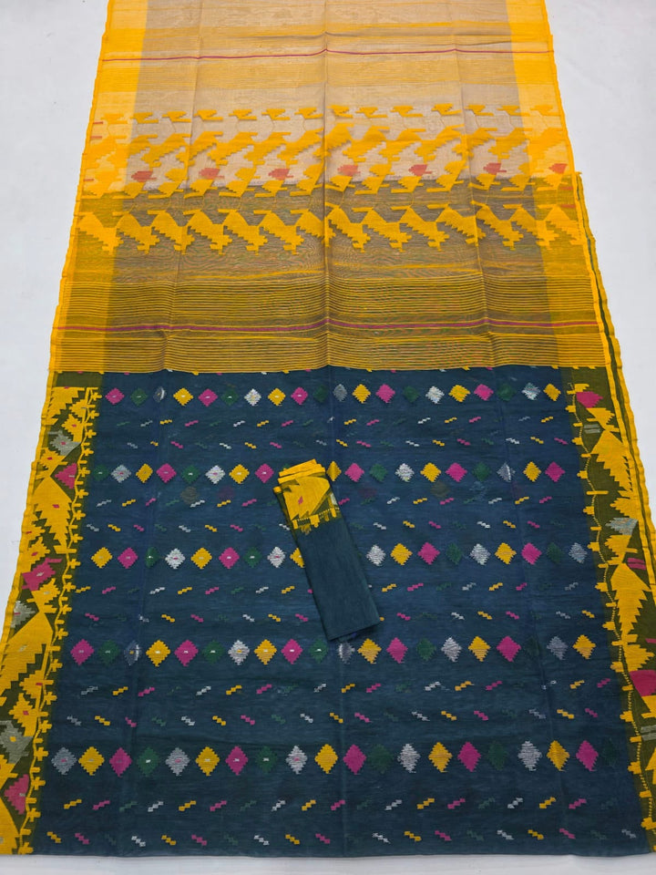 Authentic Handwoven Bangladeshi Dhakai Jamdani Half Silk Saree