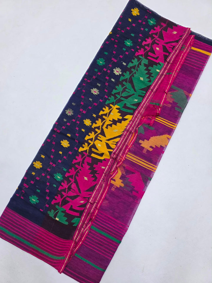 Authentic Handwoven Bangladeshi Dhakai Jamdani Half Silk Saree