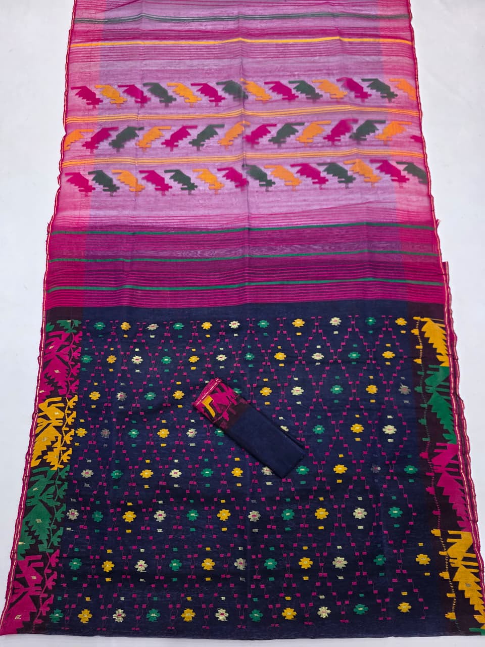 Authentic Handwoven Bangladeshi Dhakai Jamdani Half Silk Saree