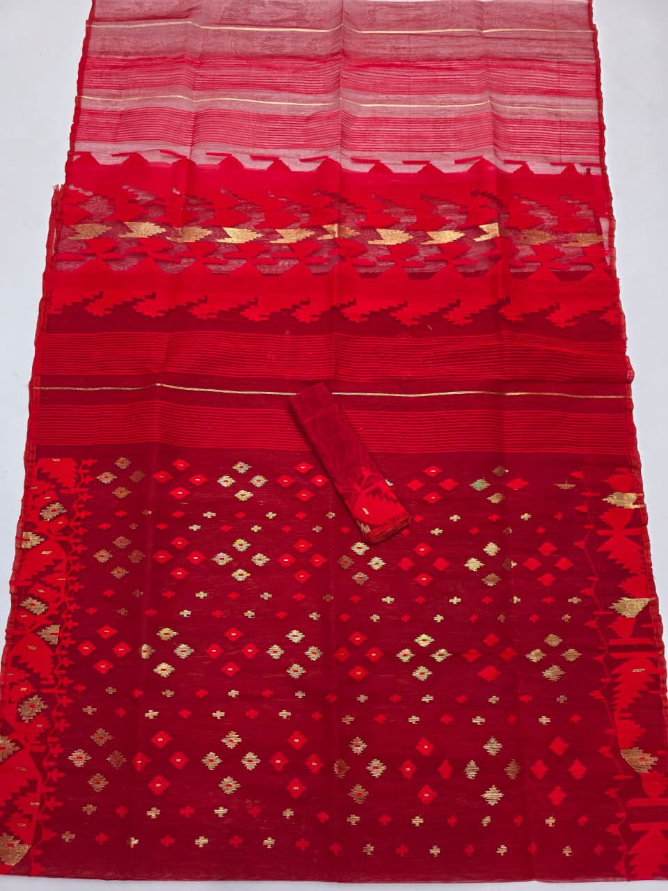 Authentic Handwoven Bangladeshi Dhakai Jamdani Half Silk Saree