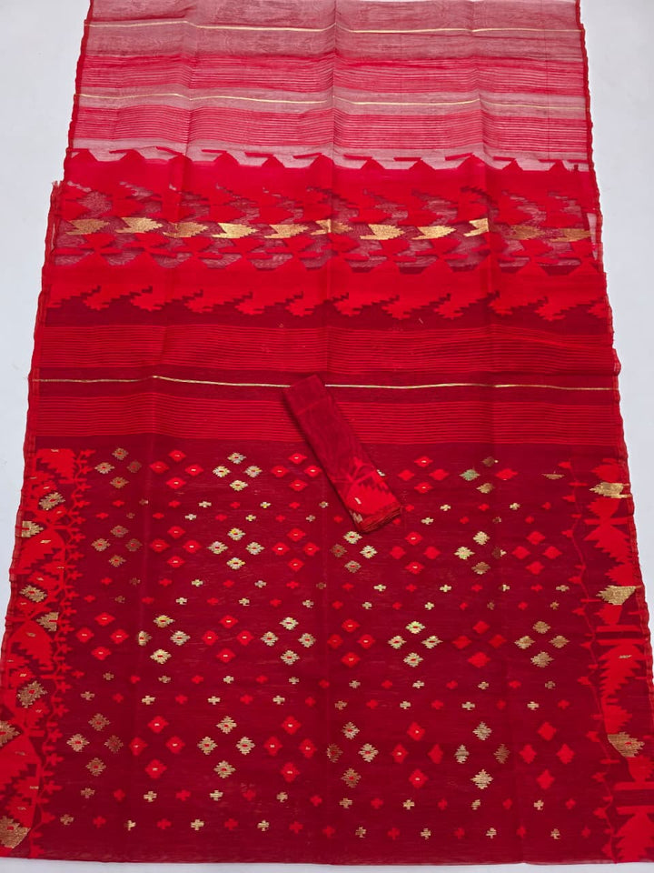 Authentic Handwoven Bangladeshi Dhakai Jamdani Half Silk Saree