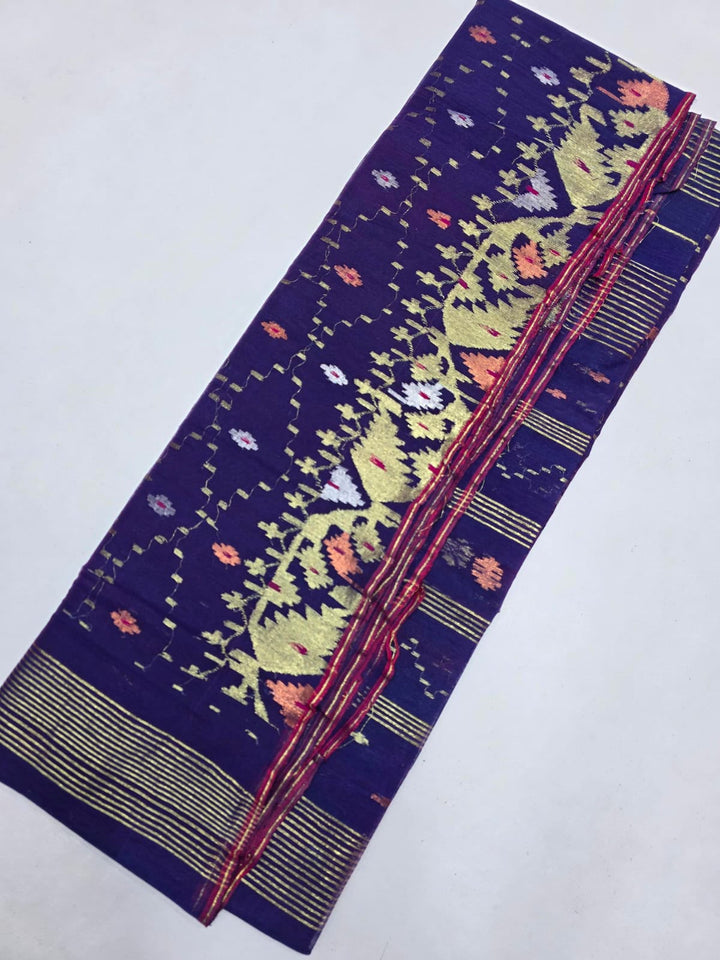 Handwoven Bangladeshi Dhakai Jamdani Half Silk Saree