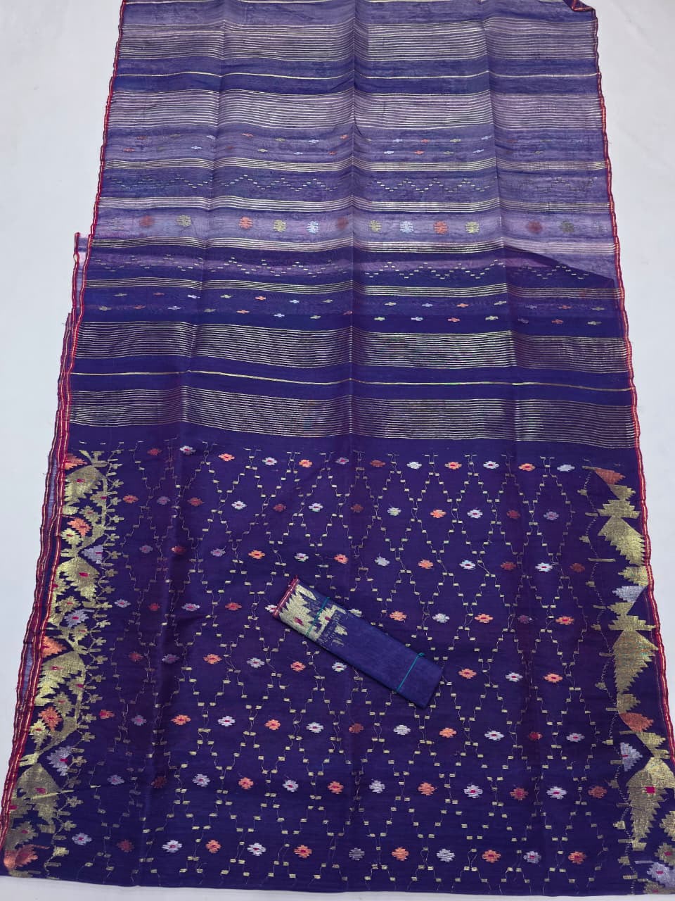 Handwoven Bangladeshi Dhakai Jamdani Half Silk Saree