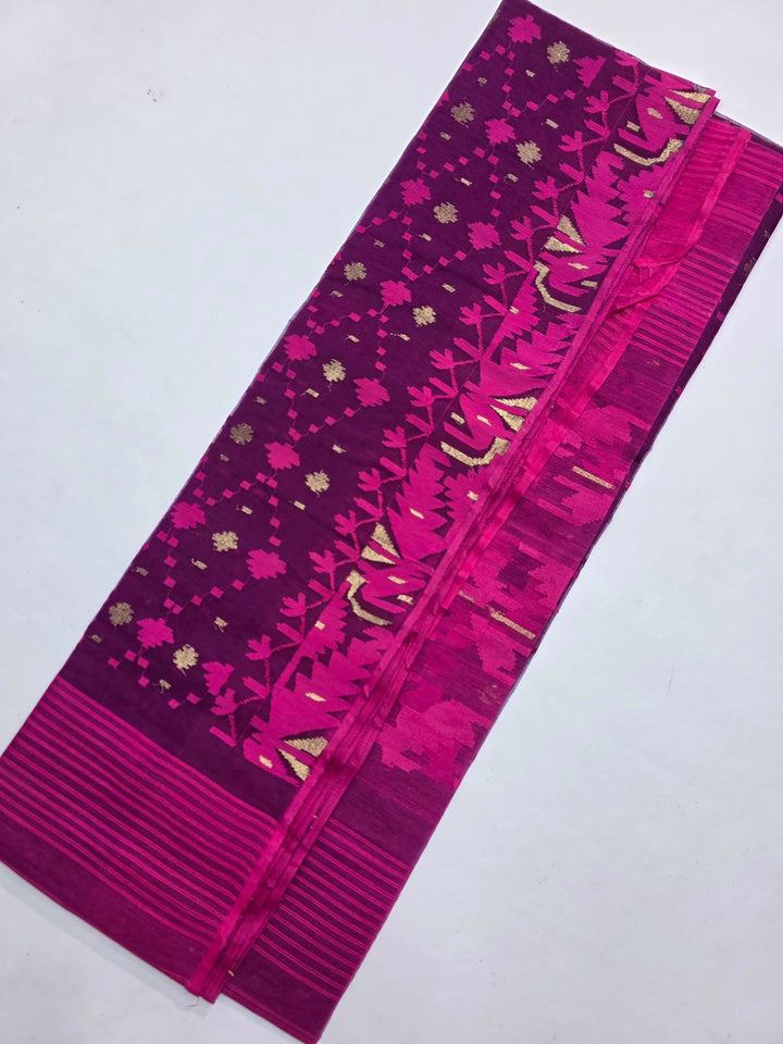 The Royal Amethyst: Authentic Handwoven Bangladeshi Dhakai Jamdan