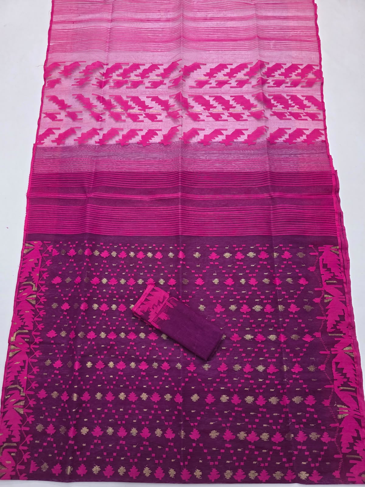 The Royal Amethyst: Authentic Handwoven Bangladeshi Dhakai Jamdan
