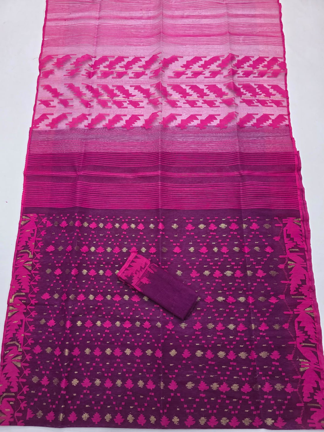 The Royal Amethyst: Authentic Handwoven Bangladeshi Dhakai Jamdan