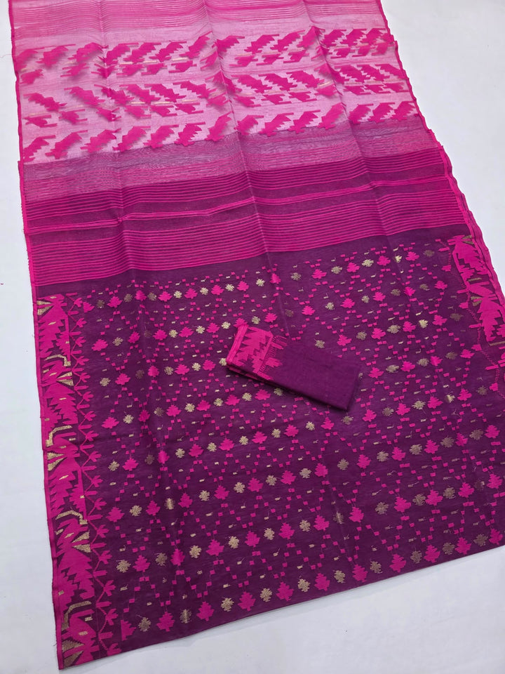 The Royal Amethyst: Authentic Handwoven Bangladeshi Dhakai Jamdan