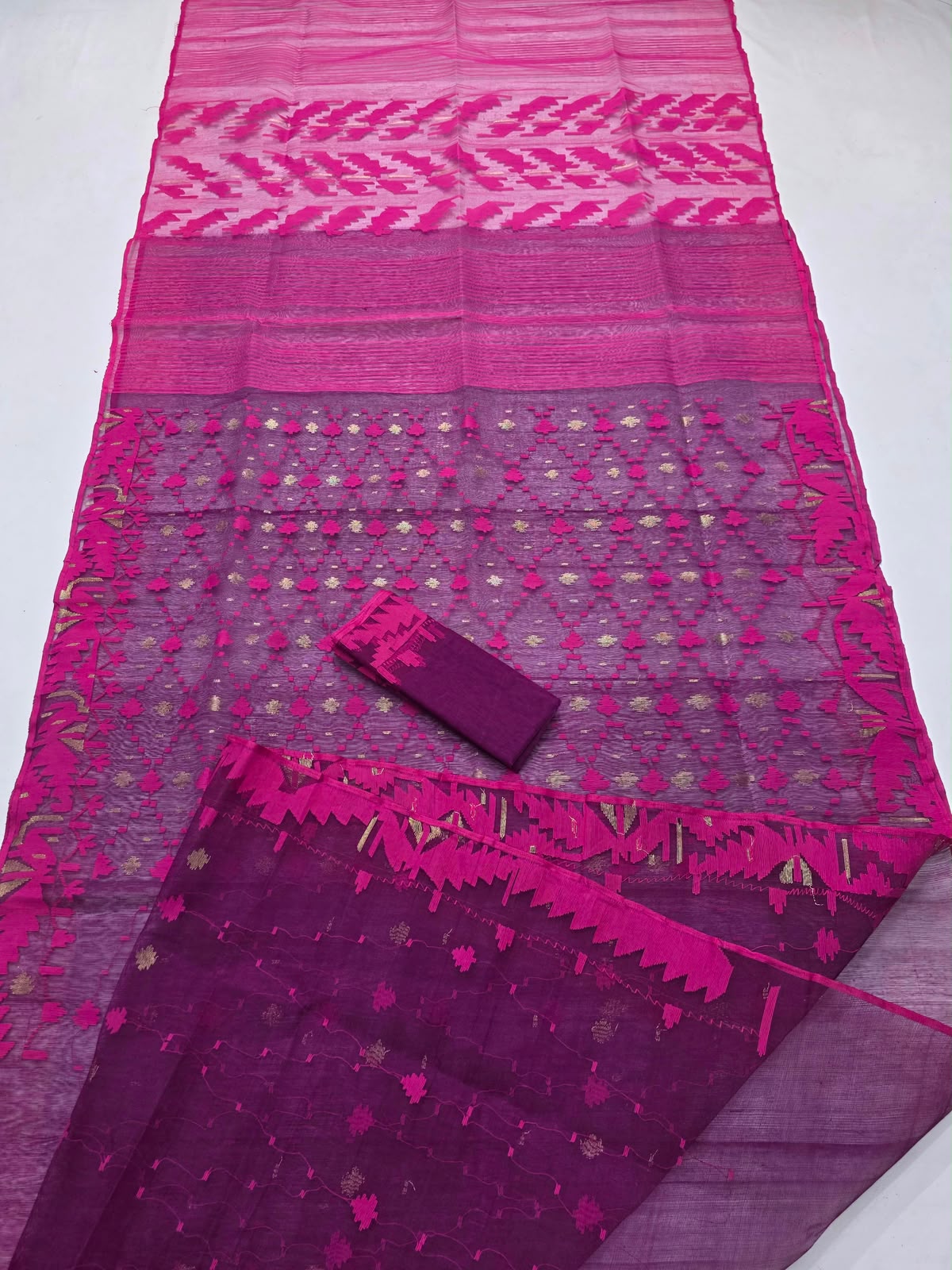 The Royal Amethyst: Authentic Handwoven Bangladeshi Dhakai Jamdan