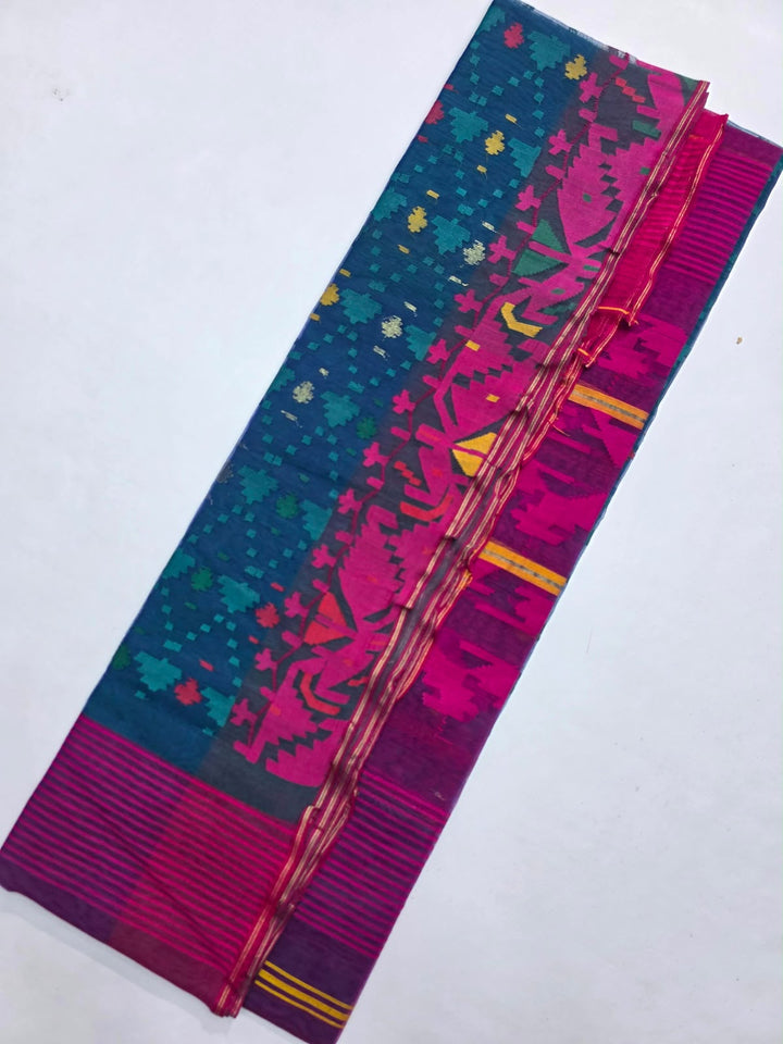 The Neelambari Bloom: Authentic Handwoven Bangladeshi Dhakai Jamdani