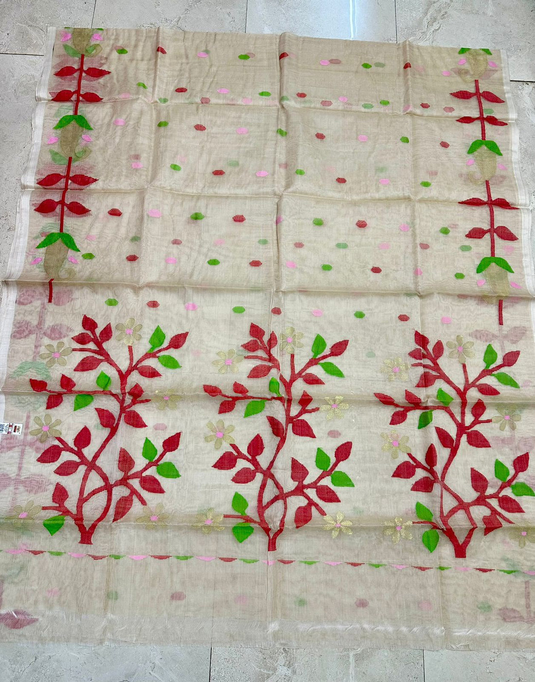 Pure Muslin Needle Jamdani Saree
