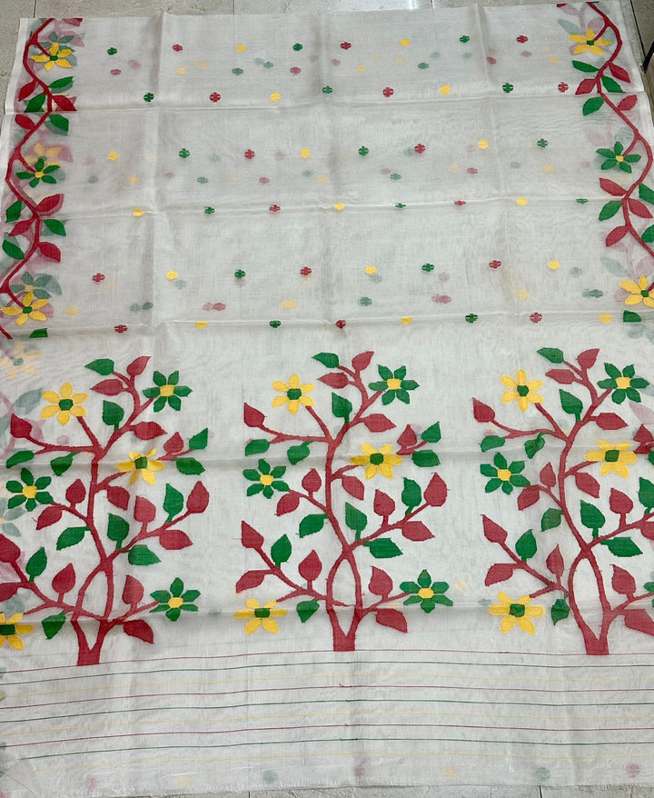 Pure Muslin Needle Jamdani Saree