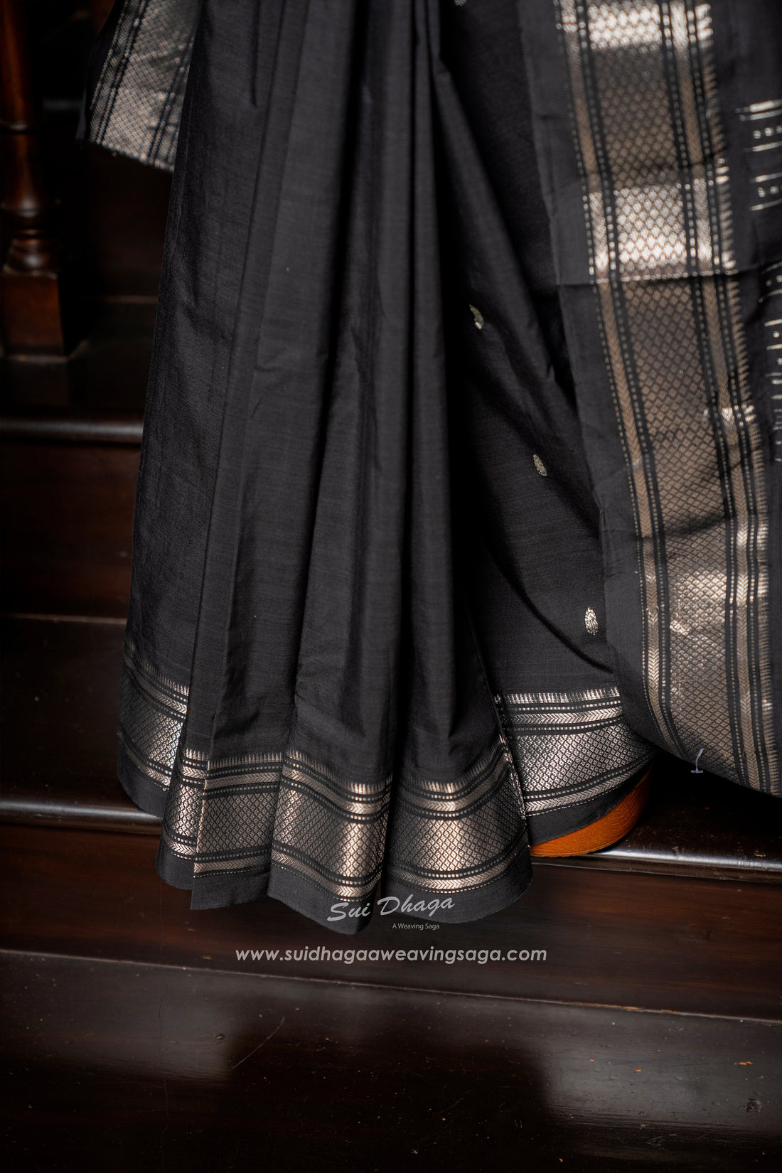 Black Cotton Paithani with Exclusive Pichwai Pallu