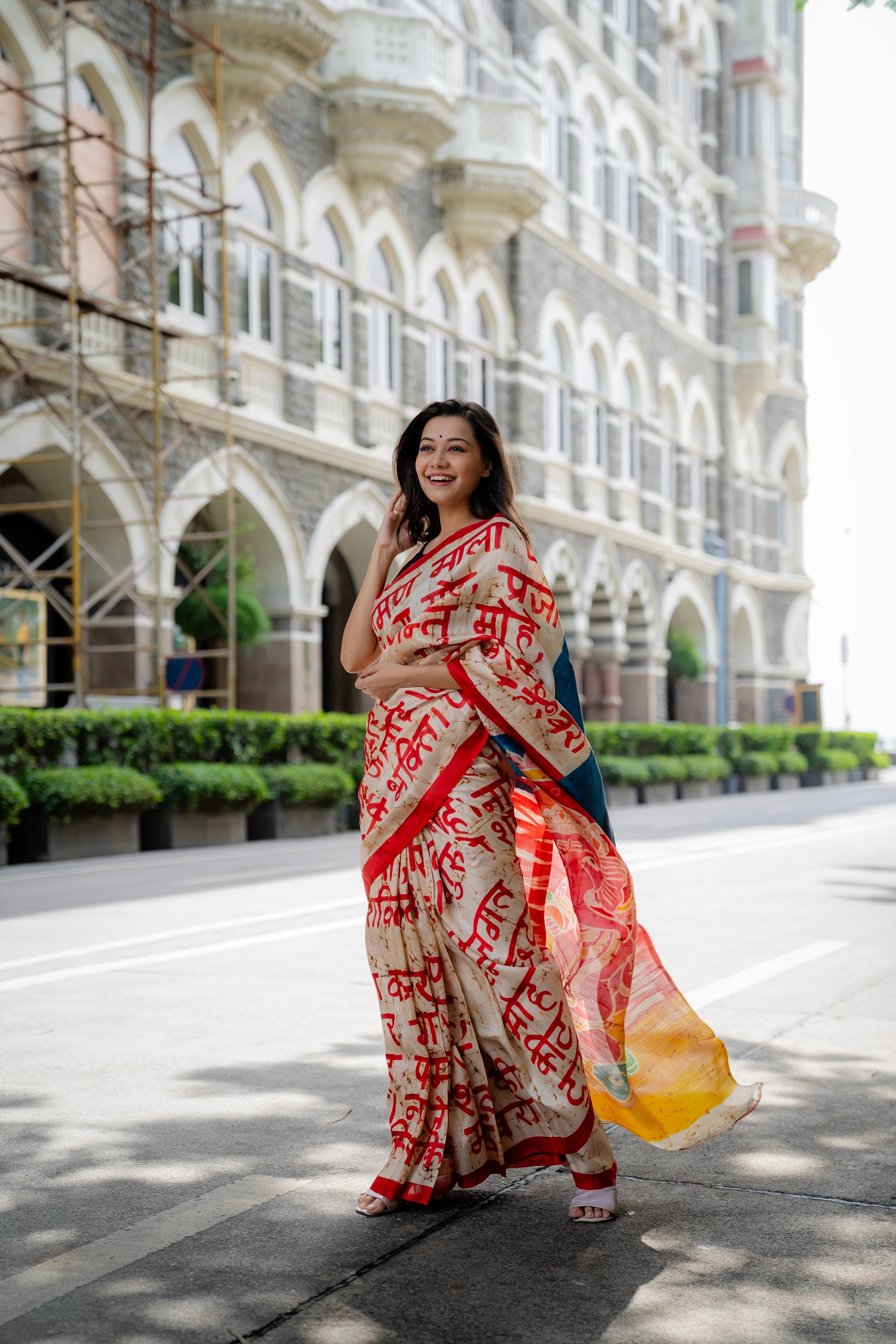 Hand-batik on silk sari