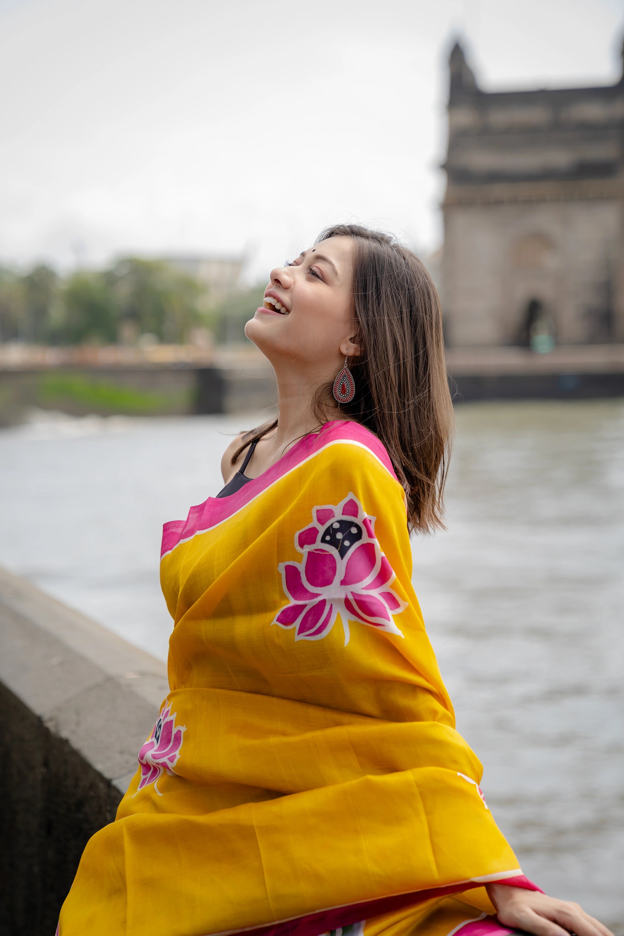 Hand-batik on silk sari
