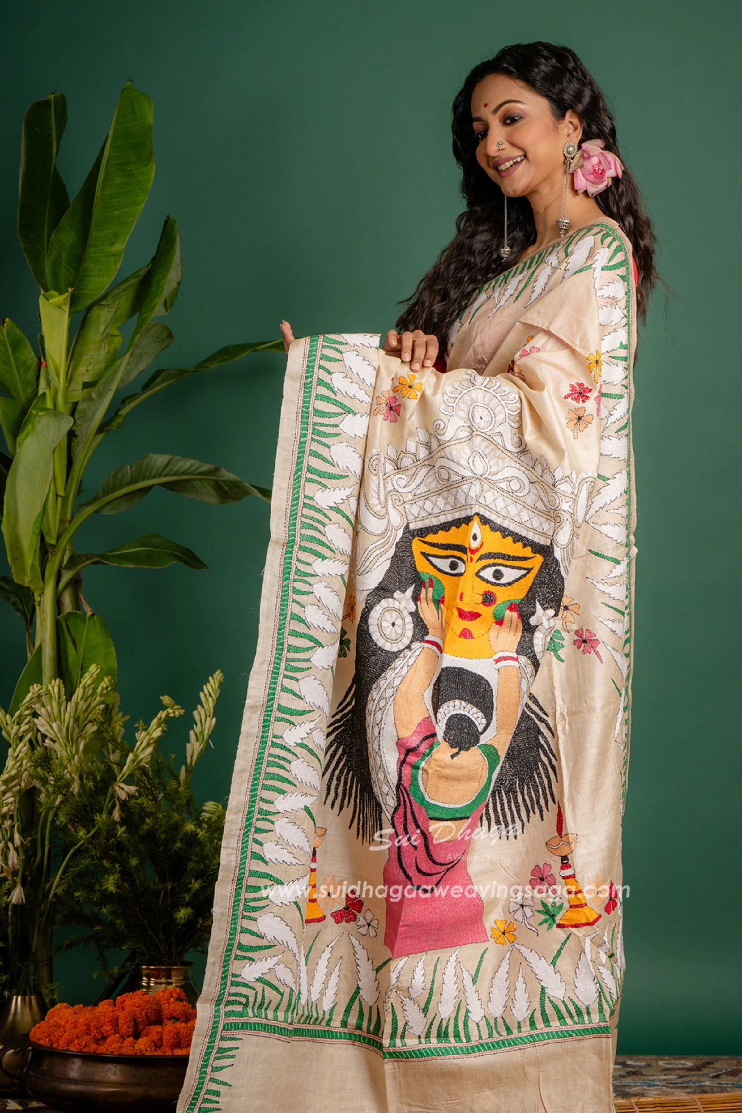 Kantha Stitch On Gachi Tussar