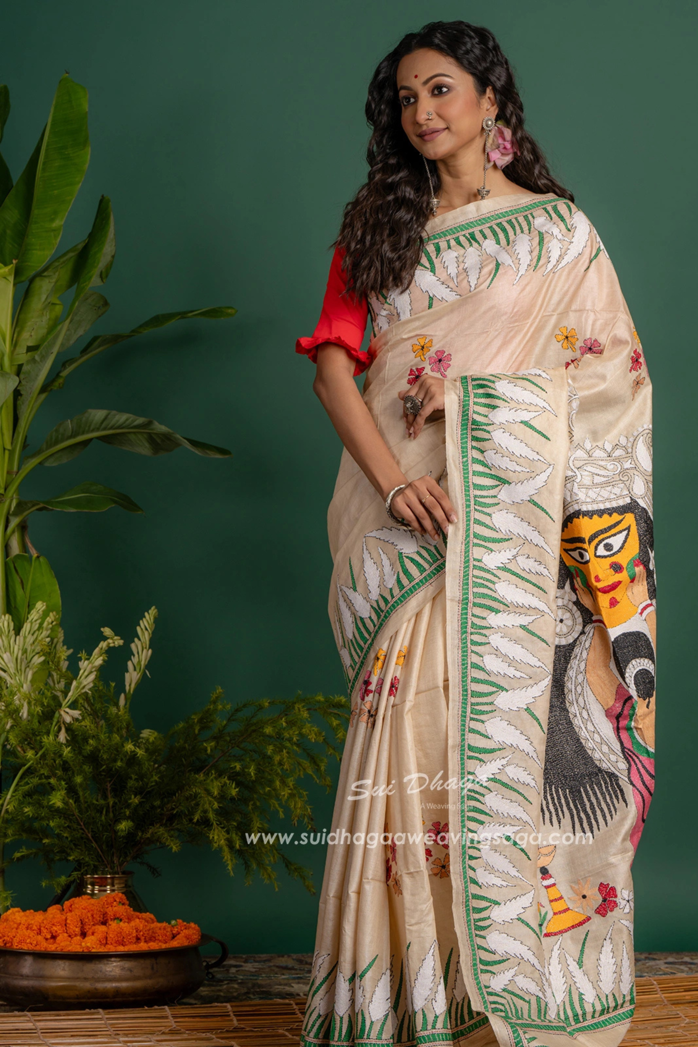 Kantha Stitch On Gachi Tussar