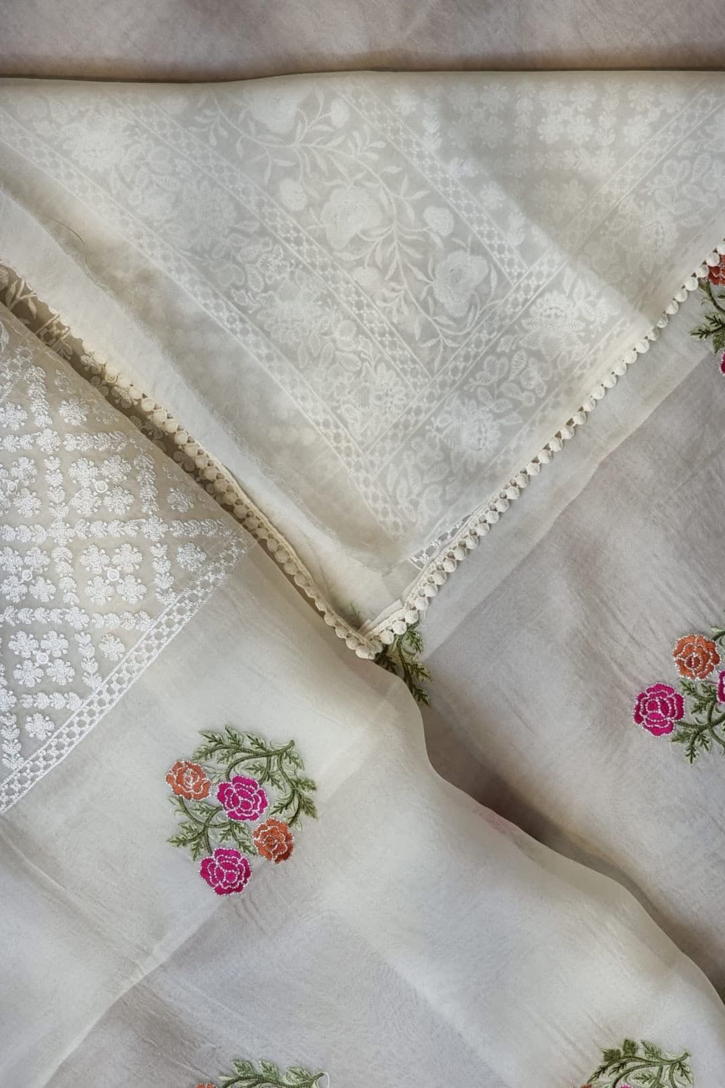 Ethereal Blossom Organza Silk Saree