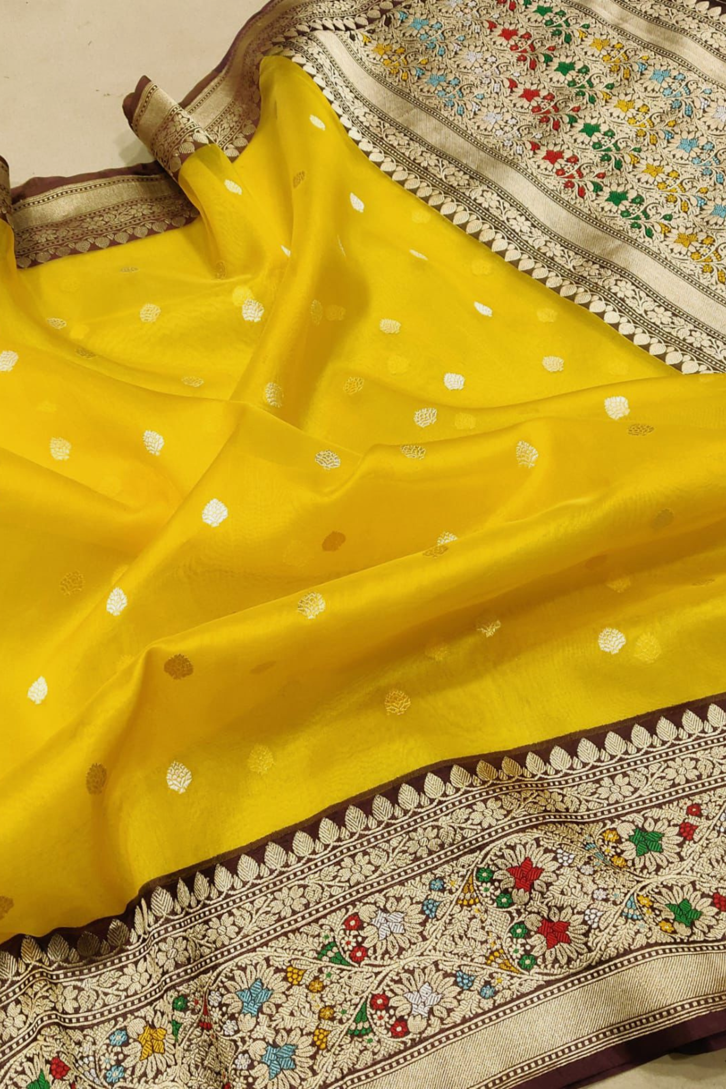 Sunshine in Silk – Yellow Kora Banarasi Elegance