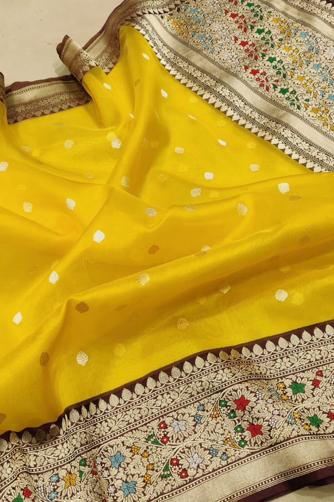 Sunshine in Silk – Yellow Kora Banarasi Elegance