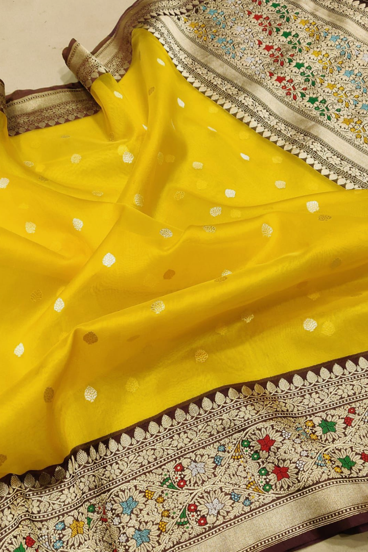 Sunshine in Silk – Yellow Kora Banarasi Elegance