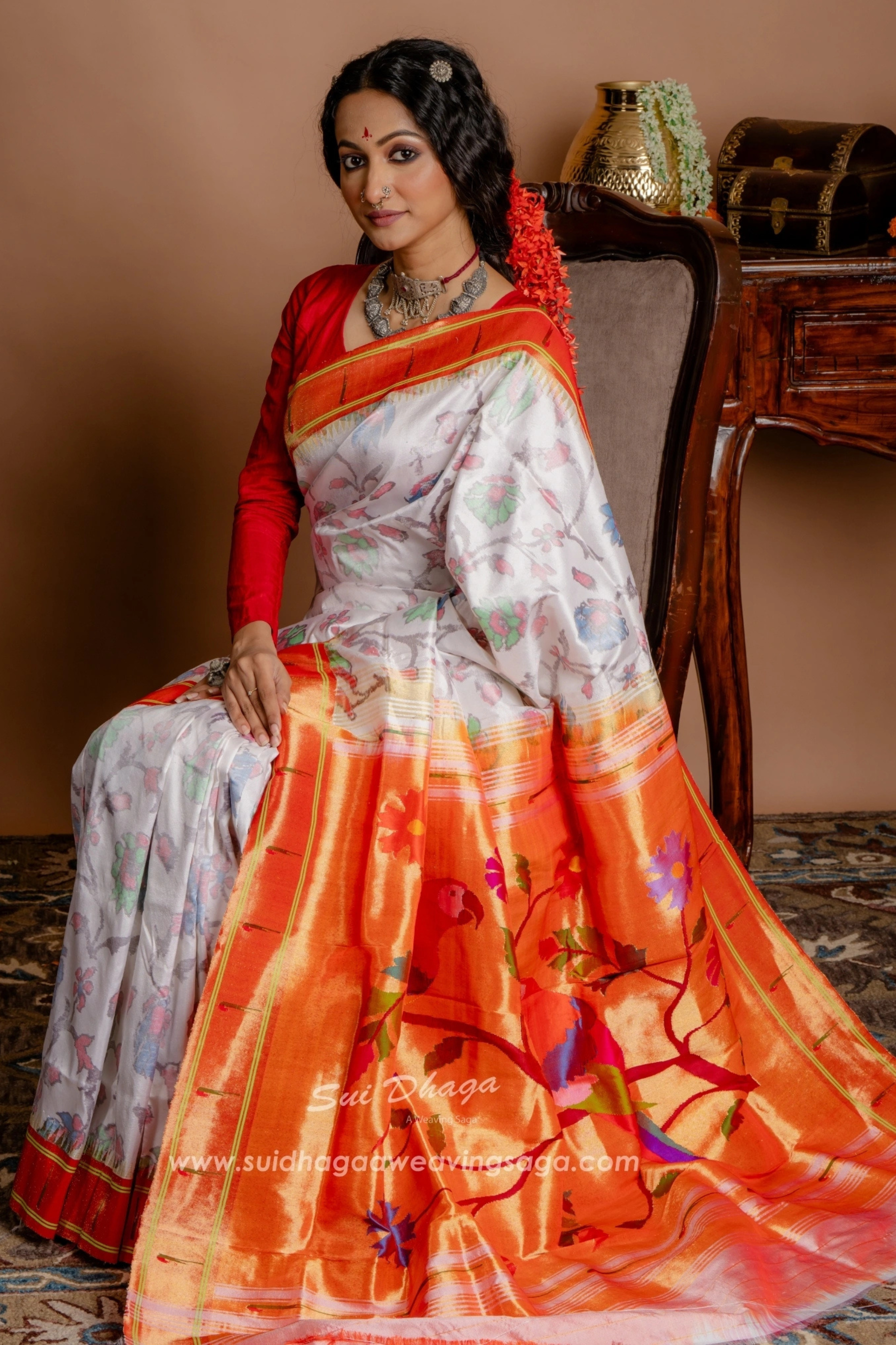 Pochampally Ikkat With Paithani Palla