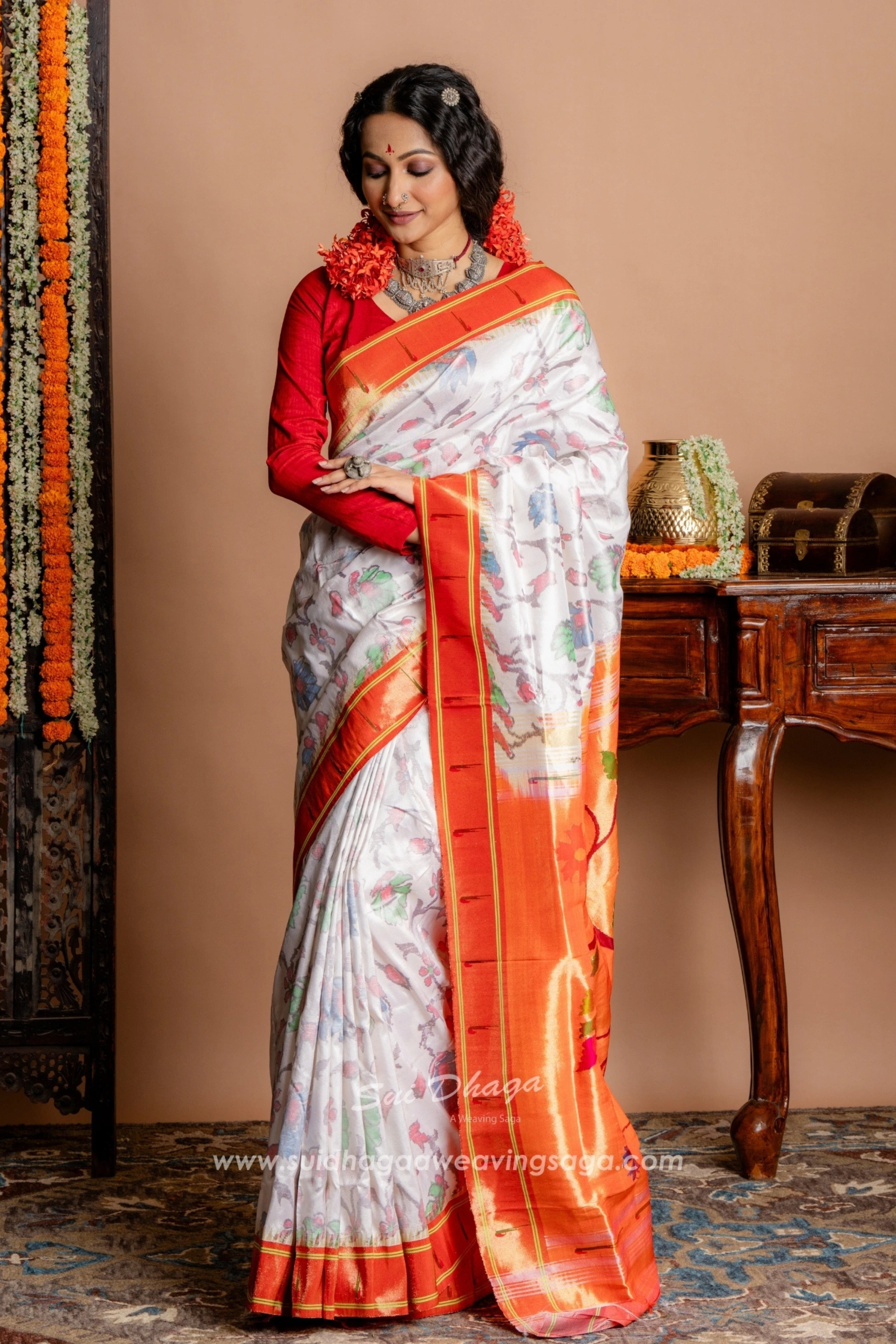 Pochampally Ikkat With Paithani Palla