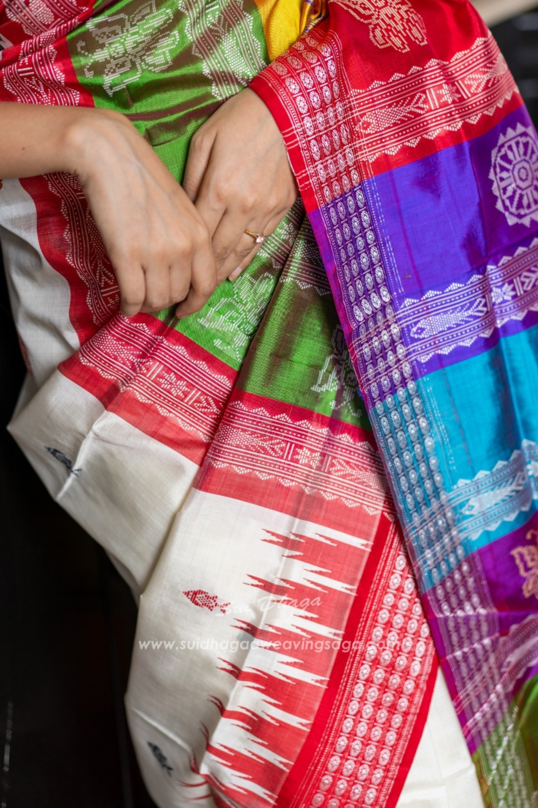 Berhampuri Ganga Jamuna Double Pallu Pure Silk Saree