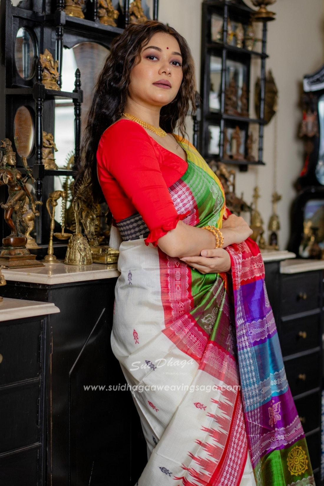 Berhampuri Ganga Jamuna Double Pallu Pure Silk Saree