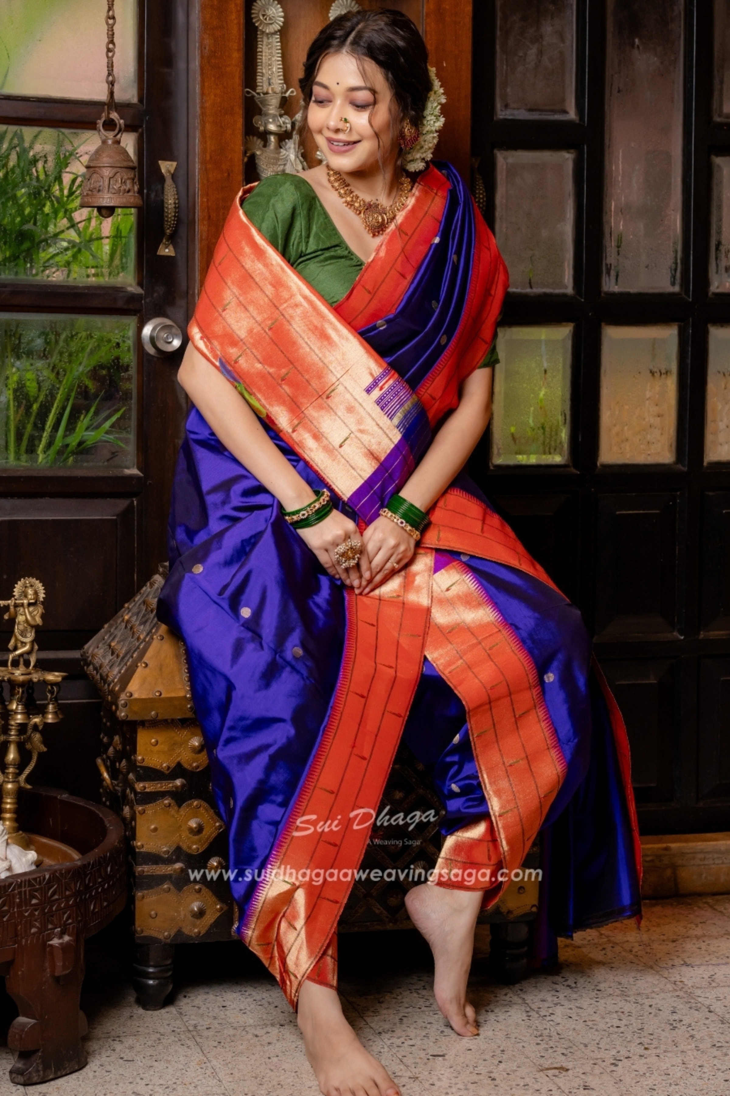 Paithani Triple Muniya Pure Silk Saree