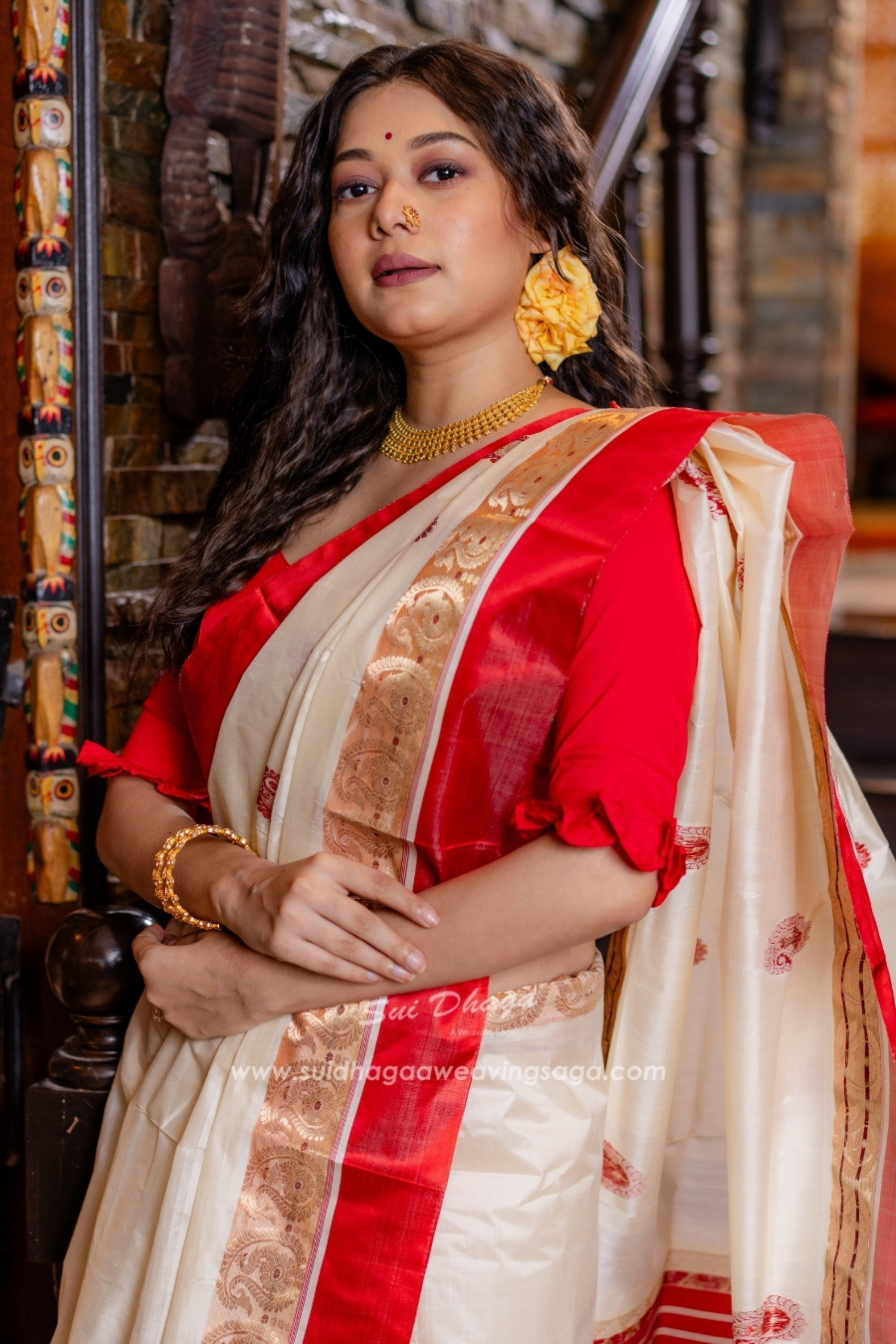 Garod Red Border Pure Silk Saree