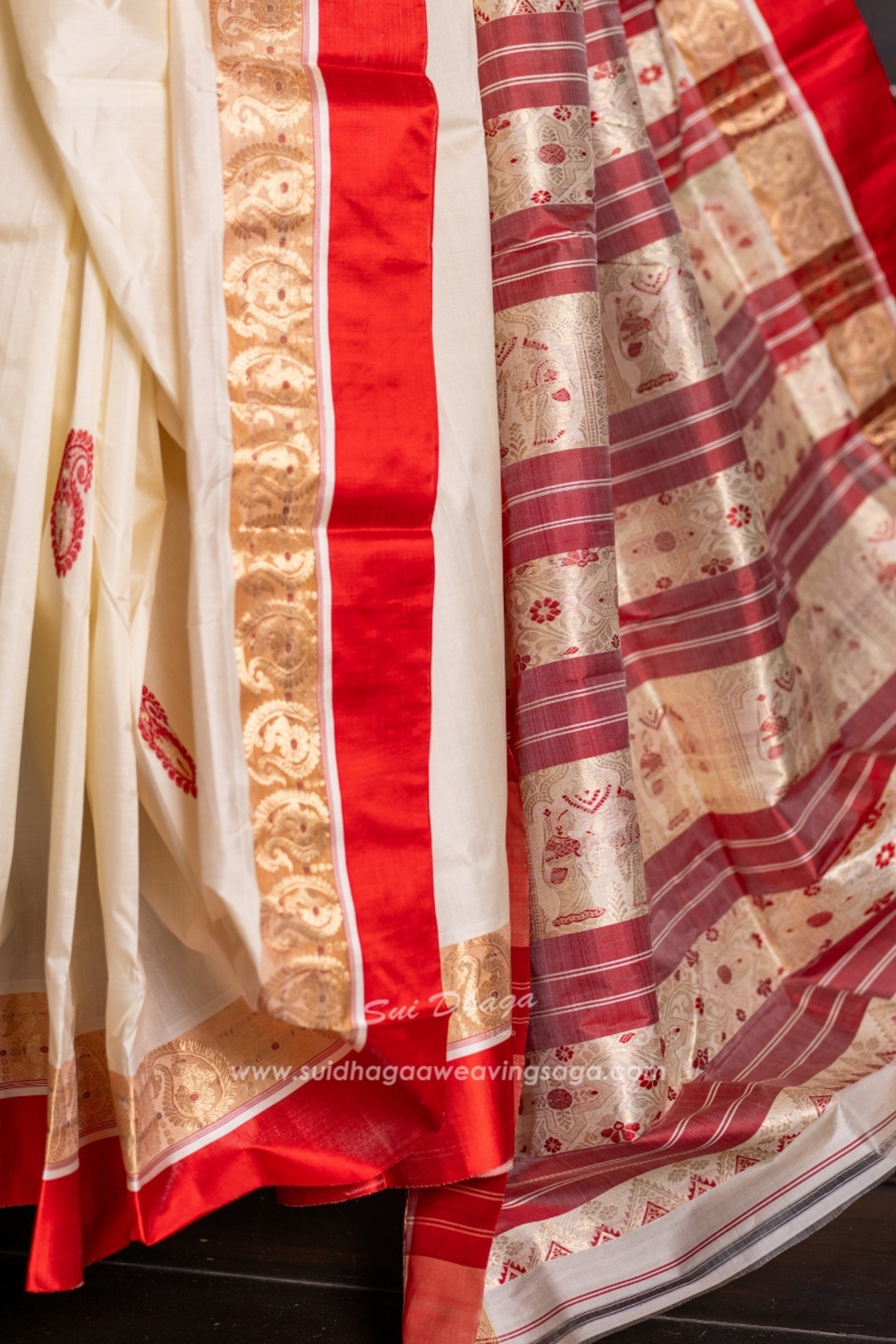 Garod Red Border Pure Silk Saree